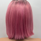 JBEXTENSION 12 Inches Bob Cut Frontlace Real Huaman Hair Crazy Color Wig PANDORA-ROSEMARY