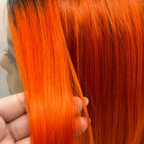JBEXTENSION 12 Inches Bob Cut Frontlace Real Huaman Hair Crazy Color Wig PANDORA-PERSIMMON