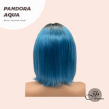 JBEXTENSION 12 Inches Bob Cut Frontlace Real Huaman Hair Crazy Color Wig PANDORA-AQUA