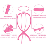 Wig Stand for Styling, 1 Pack Collapsible Wig Stands for Short Wigs Portable Travel Wig Holder Women Girls (14.2 Inch, Pink)
