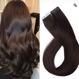 Tape in Hair Extensions Human Hair, Remy Tape in Hair Extensions 20inch Tape in Human Hair 50g 20pcs #2 DARK BROWN