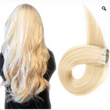 Tape in Hair Extensions Human Hair, Remy Tape in Hair Extensions 20inch Tape in Human Hair 50g 20pcs #60 L.BLONDE