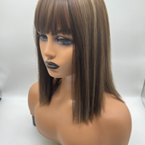 JBEXTENSION Clip in Topper Hair Piece Hair with Bangs for Women Clip in Top Crown Hair Clip on Toupee Hairpiece for Slight Hair Loss/Thinning Hair 14 Inch