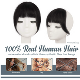 JBEXTENSION Clip in Bangs, 100% Human Hair Bangs Extensions French Bangs with Temples Clip on Fringe Bangs Real Hair for Women Natural Color Washable/Dyeable