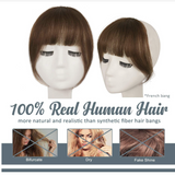JBEXTENSION Clip in Bangs, 100% Human Hair Bangs Extensions French Bangs with Temples Clip on Fringe Bangs Real Hair for Women Natural Color Washable/Dyeable
