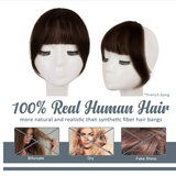 JBEXTENSION Clip in Bangs, 100% Human Hair Bangs Extensions French Bangs with Temples Clip on Fringe Bangs Real Hair for Women Natural Color Washable/Dyeable