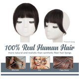 JBEXTENSION Clip in Bangs, 100% Human Hair Bangs Extensions French Bangs with Temples Clip on Fringe Bangs Real Hair for Women Natural Color Washable/Dyeable