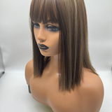 JBEXTENSION Clip in Topper Hair Piece Hair with Bangs for Women Clip in Top Crown Hair Clip on Toupee Hairpiece for Slight Hair Loss/Thinning Hair 14 Inch