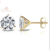 JBSELECTION 14K Gold Plated Sterling Silver Cubic Zirconia Stud Earrings for Women