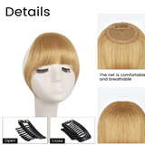 JBEXTENSION Clip in Bangs, 100% Human Hair Bangs Extensions French Bangs with Temples Clip on Fringe Bangs Real Hair for Women Natural Color Washable/Dyeable