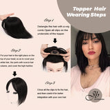 JBEXTENSION Hair Toppers for Women Real Human Hair Clip in Bangs 100% Remy Human Hair Toppers Hair Pieces for Women Hand-madeJB toupee/ toupet Top Hair Piece Straight Hair Pieces for Women with Thinning Hair
