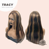 JBEXTENSION Peluca de mujer TRACY recta de 18 pulgadas de color marrón oscuro con líneas altas REAL (sin pegamento)