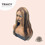 JBEXTENSION Peluca de mujer TRACY recta de 18 pulgadas de color marrón oscuro con líneas altas REAL (sin pegamento)