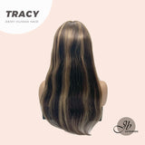 JBEXTENSION Peluca de mujer TRACY recta de 18 pulgadas de color marrón oscuro con líneas altas REAL (sin pegamento)