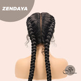 JBEXTENSION Pelucas trenzadas de caja frontal de encaje de 40 pulgadas para mujeres con pelo de bebé Pelucas trenzadas de caja holandesa grande con encaje frontal sintético de primera calidad para mujeres (Zendaya)