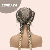 JBEXTENSION Pelucas trenzadas de caja frontal de encaje de 40 pulgadas para mujeres con pelo de bebé Pelucas trenzadas de caja holandesa grande con encaje frontal sintético de primera calidad para mujeres (Zendaya)