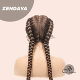 JBEXTENSION Pelucas trenzadas de caja frontal de encaje de 40 pulgadas para mujeres con pelo de bebé Pelucas trenzadas de caja holandesa grande con encaje frontal sintético de primera calidad para mujeres (Zendaya)