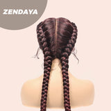 JBEXTENSION Pelucas trenzadas de caja frontal de encaje de 40 pulgadas para mujeres con pelo de bebé Pelucas trenzadas de caja holandesa grande con encaje frontal sintético de primera calidad para mujeres (Zendaya)