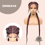JBEXTENSION Pelucas trenzadas de caja frontal de encaje de 40 pulgadas para mujeres con pelo de bebé Pelucas trenzadas de caja holandesa grande con encaje frontal sintético de primera calidad para mujeres (Zendaya)