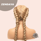 JBEXTENSION Pelucas trenzadas de caja frontal de encaje de 40 pulgadas para mujeres con pelo de bebé Pelucas trenzadas de caja holandesa grande con encaje frontal sintético de primera calidad para mujeres (Zendaya)