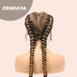 JBEXTENSION Pelucas trenzadas de caja frontal de encaje de 40 pulgadas para mujeres con pelo de bebé Pelucas trenzadas de caja holandesa grande con encaje frontal sintético de primera calidad para mujeres (Zendaya)