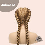 JBEXTENSION Pelucas trenzadas de caja frontal de encaje de 40 pulgadas para mujeres con pelo de bebé Pelucas trenzadas de caja holandesa grande con encaje frontal sintético de primera calidad para mujeres (Zendaya)