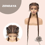JBEXTENSION Pelucas trenzadas de caja frontal de encaje de 40 pulgadas para mujeres con pelo de bebé Pelucas trenzadas de caja holandesa grande con encaje frontal sintético de primera calidad para mujeres (Zendaya)