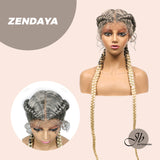 JBEXTENSION Pelucas trenzadas de caja frontal de encaje de 40 pulgadas para mujeres con pelo de bebé Pelucas trenzadas de caja holandesa grande con encaje frontal sintético de primera calidad para mujeres (Zendaya)
