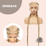 JBEXTENSION Pelucas trenzadas de caja frontal de encaje de 40 pulgadas para mujeres con pelo de bebé Pelucas trenzadas de caja holandesa grande con encaje frontal sintético de primera calidad para mujeres (Zendaya)