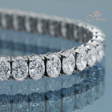 JBSELECTION stainless steel 14K Gold Plated Oval 4mm Cubic Zirconia Classic Tennis Bracelet | Gold Bracelets for Women