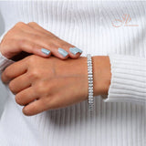 JBSELECTION stainless steel 14K Gold Plated Oval 4mm Cubic Zirconia Classic Tennis Bracelet | Gold Bracelets for Women