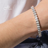 JBSELECTION stainless steel 14K Gold Plated Oval 4mm Cubic Zirconia Classic Tennis Bracelet | Gold Bracelets for Women