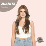 JBEXTENSION 26 Inches Brown Free Part Pre-Cut Frontlace Glueless Wig With Bangs JUANITA