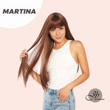 JBEXTENSION 28 Inches Long Straight Mix Dark Copper Red Wig MARTINA