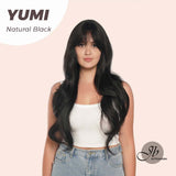 JBEXTENSION 30 Inches Long Natural Black Wig With Bangs YUMI NATURAL BLACK