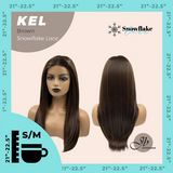 JBEXTENSION 22 Inches Brown Pre-Cut Snowflake Lace Frontlace Glueless Wig KEL BROWN【PERMATEASE】【BENDY EAR TABS】- S/M