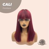 JBEXTENSION 14 Inches Bob Cut Red Straight Frontlace Glueless Wig With Bangs CALI