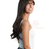 JBEXTENSION 24 Inches Dark Brown Curly Wig With Bangs KATIE