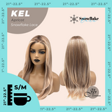 JBEXTENSION 22 Inches Apricot Pre-Cut Snowflake Lace Frontlace Glueless Wig KEL APRICOT【PERMATEASE】【BENDY EAR TABS】- S/M