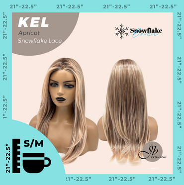 JBEXTENSION 22 Inches Apricot Pre-Cut Snowflake Lace Frontlace Glueless Wig KEL APRICOT【PERMATEASE】【BENDY EAR TABS】- S/M