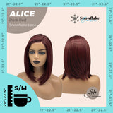 JBEXTENSION 12 Inches Dark Red Pre-Cut Side Part Snowflake Lace Frontlace Glueless Wig ALICE DARK RED【BENDY EAR TABS】