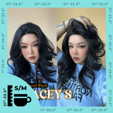JBEXTENSION 20 Inches Natural Black Pre-Cut Snowflake Lace Frontlace Glueless Wig KACEY S NATURAL BLACK【PERMATEASE】【BENDY EAR TABS】- S/M