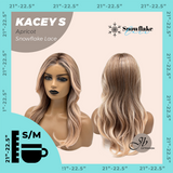JBEXTENSION 20 Inches Apricot Pre-Cut Snowflake Lace Frontlace Glueless Wig KACEY S APRICOT【PERMATEASE】【BENDY EAR TABS】- S/M