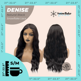 JBEXTENSION 24 Inches Natural Black Wave Pre-Cut Snowflake Lace Frontlace Glueless Wig DENISE NATURAL BLACK【PERMATEASE】【BENDY EAR TABS】- S/M