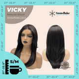 JBEXTENSION 20 Inches Natural Black Pre-Cut Snowflake Lace Frontlace Glueless Wig VICKY NATURAL BLACK【PERMATEASE】【BENDY EAR TABS】