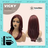 JBEXTENSION 20 Inches Dark Red Pre-Cut Snowflake Lace Frontlace Glueless Wig VICKY DARK RED【PERMATEASE】【BENDY EAR TABS】