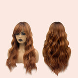 JBEXTENSION 24 Inches Copper Body Wave With Bangs Wig KIMMY COPPER