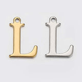 JBextension Golden Silver Color Stainless Necklace Steel English Letter Pendant Uppercase Single Hole Diy Necklace Apparel Pendant 1 Pcs