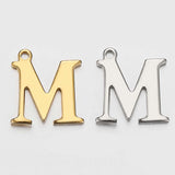 JBextension Golden Silver Color Stainless Necklace Steel English Letter Pendant Uppercase Single Hole Diy Necklace Apparel Pendant 1 Pcs