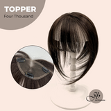 JBEXTENSION 10 Inches Topper Four Thousand Hand Tied Clip in Synthetic Fiber Topper Hair Piece Hair with Bangs for Women Clip in Top Crown Hair Clip on Toupee Hairpiece for Slight Hair Loss/Thinning Hair Topper 4000